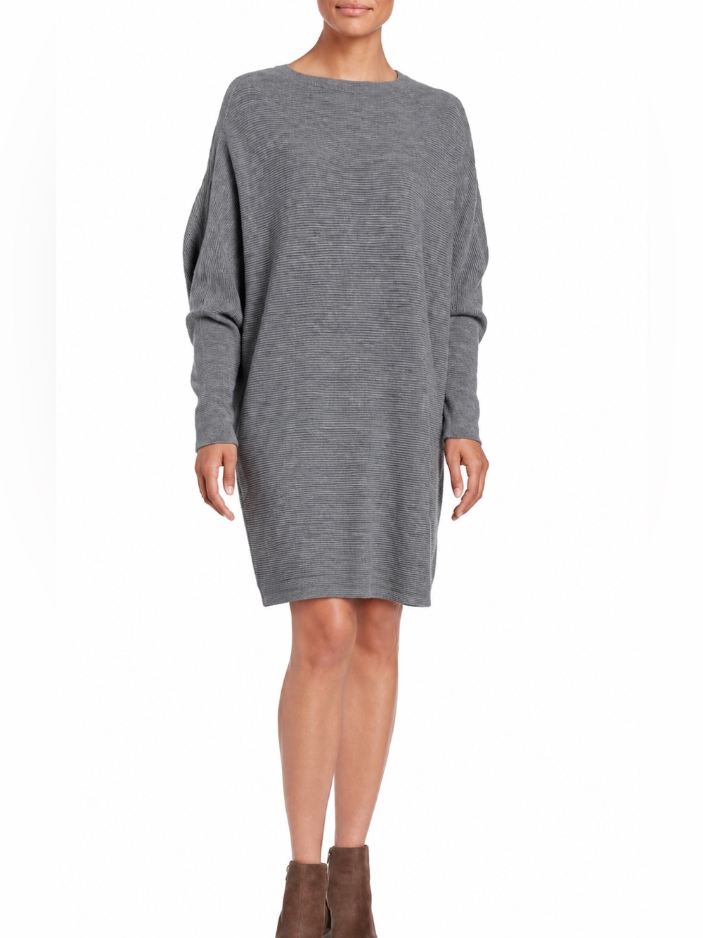 H by Halston Grey Bat Wing Long Sleeve Mini Sweater Dress, size XL